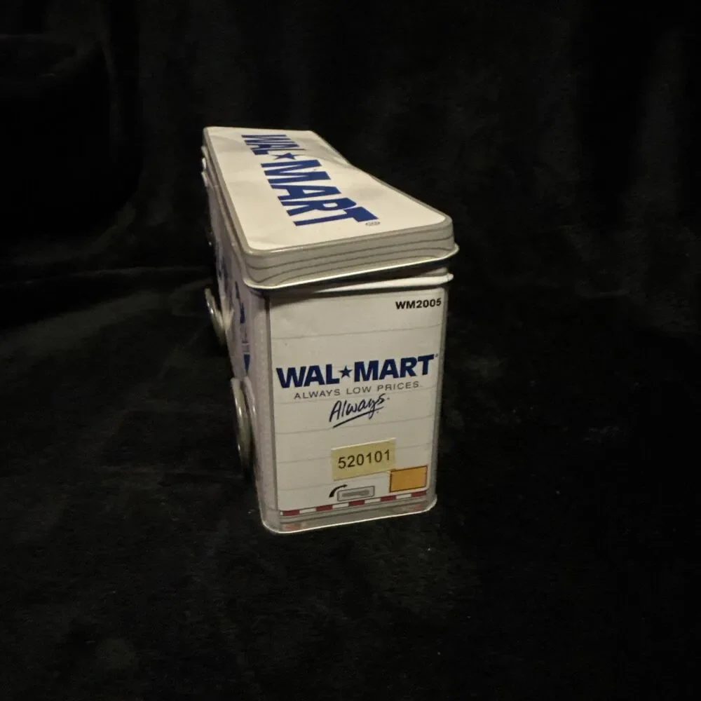 Vintage 2005 Walmart Sam’s Club Metal Semi Truck Tin Containers Wheels Roll